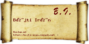 Bőjti Irén névjegykártya
